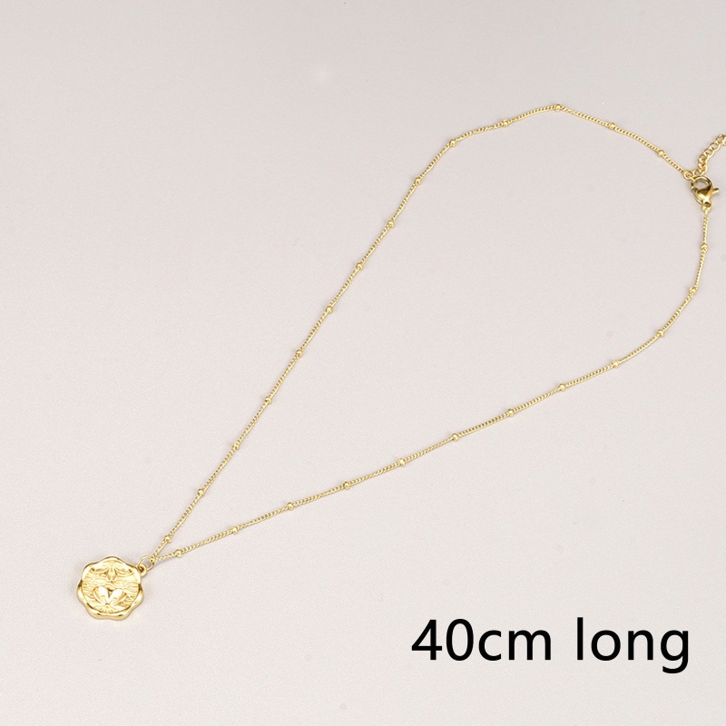 Eco-Friendly Simple & Casual Stylish 18K Gold Color 316L Stainless Steel Link Cable Chain Round Peach Blossom Flower Pendant Necklace For Women 40Cm(15 6/8") Long, 1 Piece