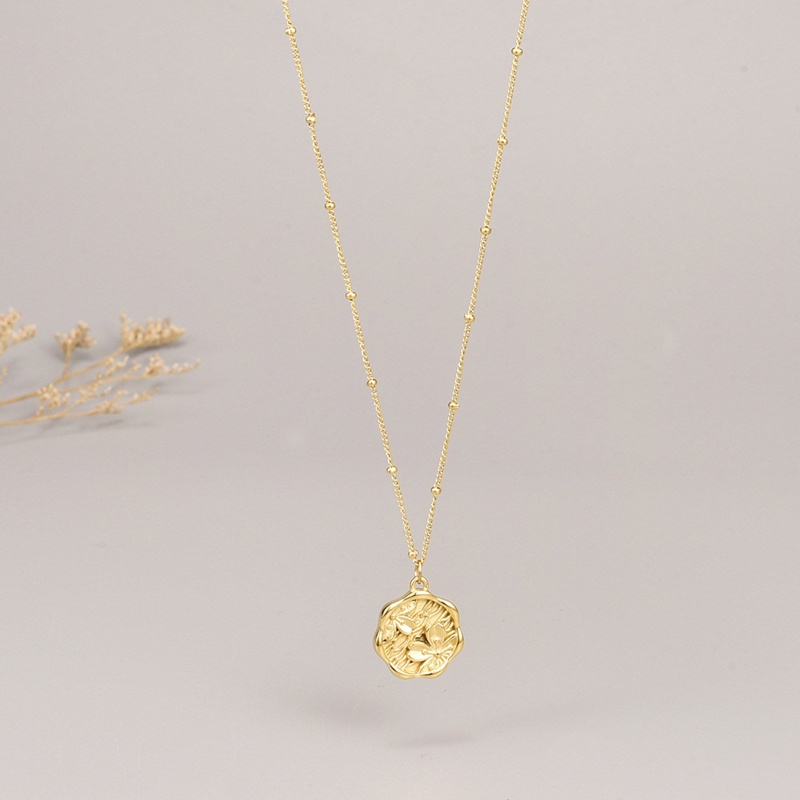 Eco-Friendly Simple & Casual Stylish 18K Gold Color 316L Stainless Steel Link Cable Chain Round Peach Blossom Flower Pendant Necklace For Women 40Cm(15 6/8") Long, 1 Piece