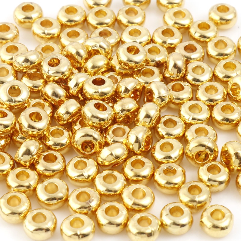 Zinc Based Alloy Crimp Beads Cover Real Gold Plated Round About 5Mm Dia, Hole: Approx 1.6Mm, 20 Pcs
