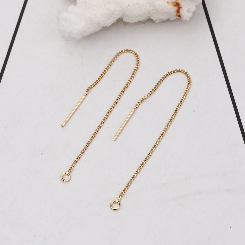 Copper Ear Thread Threader Earrings 18K Real Gold Plated W/ Loop 85Mm(3 3/8") X 4Mm( 1/8"), Post/ Wire Size: (21 Gauge), 4 Pcs