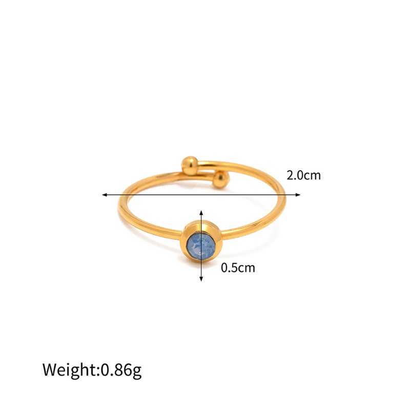 Eco-Friendly Vacuum Plating Simple & Casual Stylish 18K Real Gold Plated 304 Stainless Steel & Stone Open Adjustable Round Rings For Women Anniversary 20Mm(Us Size 10.25), 1 Piece