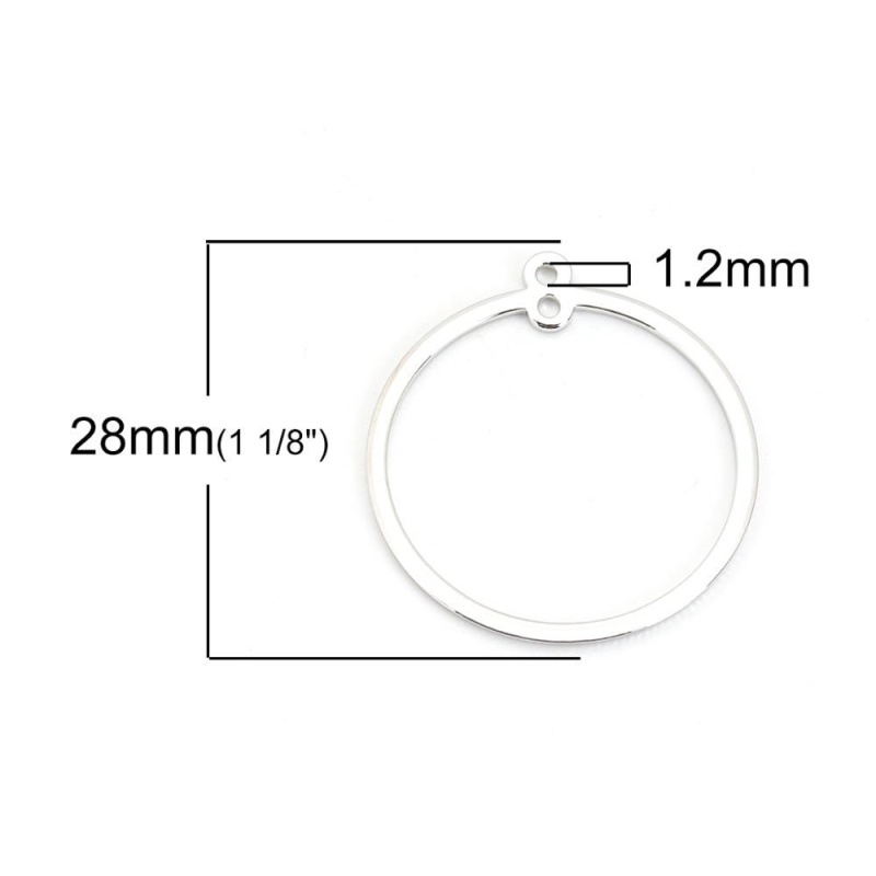 Copper Charms 18K Real Gold Plated Circle Ring 28Mm X 25Mm, 2 Pcs