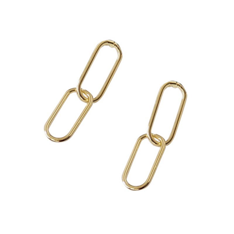 Eco-Friendly Simple & Casual Stylish 14K Real Gold Plated Copper Paper Clip Earrings For Women 3.2Cm X 0.8Cm, 1 Pair