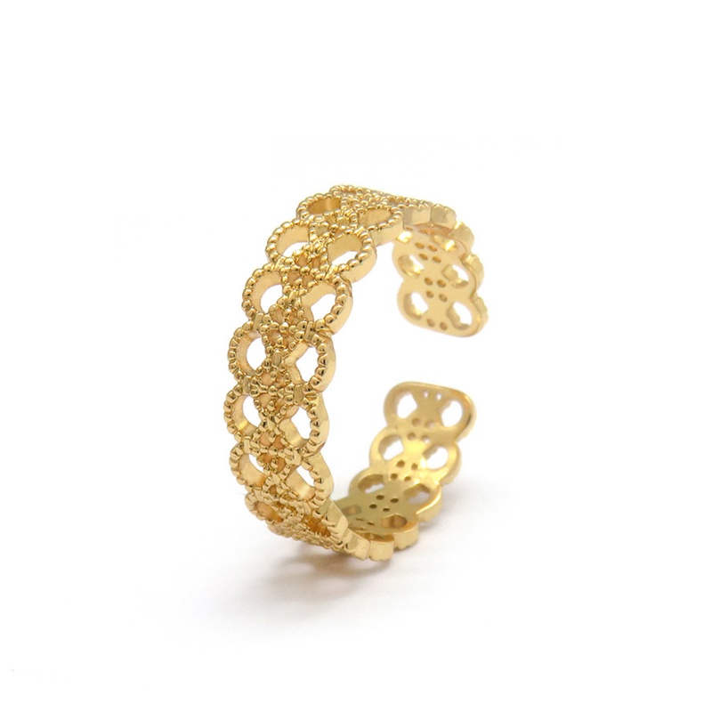 Eco-Friendly Simple & Casual Ins Style 18K Gold Color Copper Open Lace Hollow Rings For Women Mother's Day 16Mm(Us Size 5.25), 1 Piece
