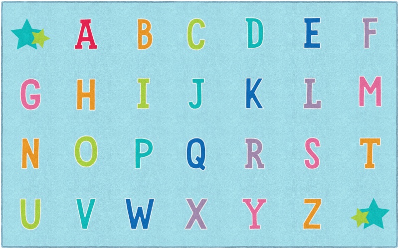 Alphabet On Blue Criss Cross 7'6" X 12'