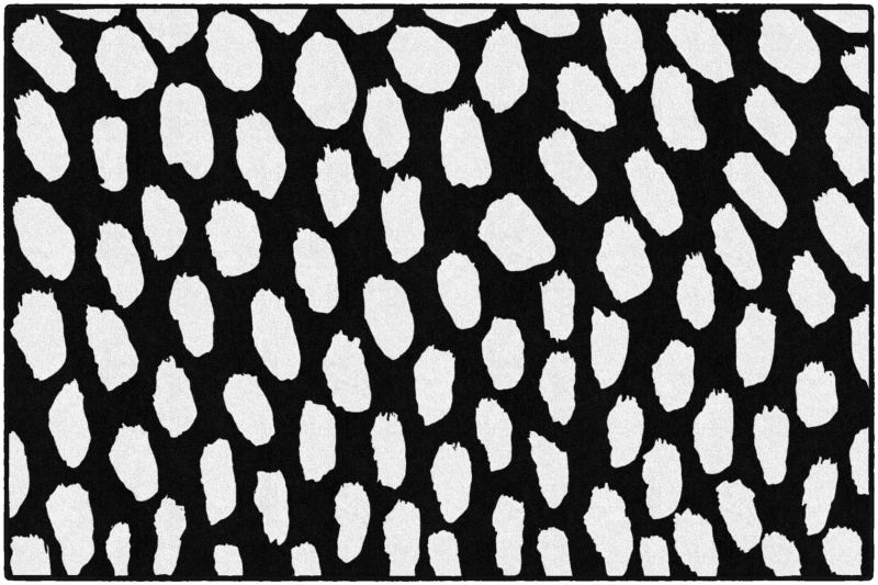 White On Black Safari Dot 5' X 7'6"
