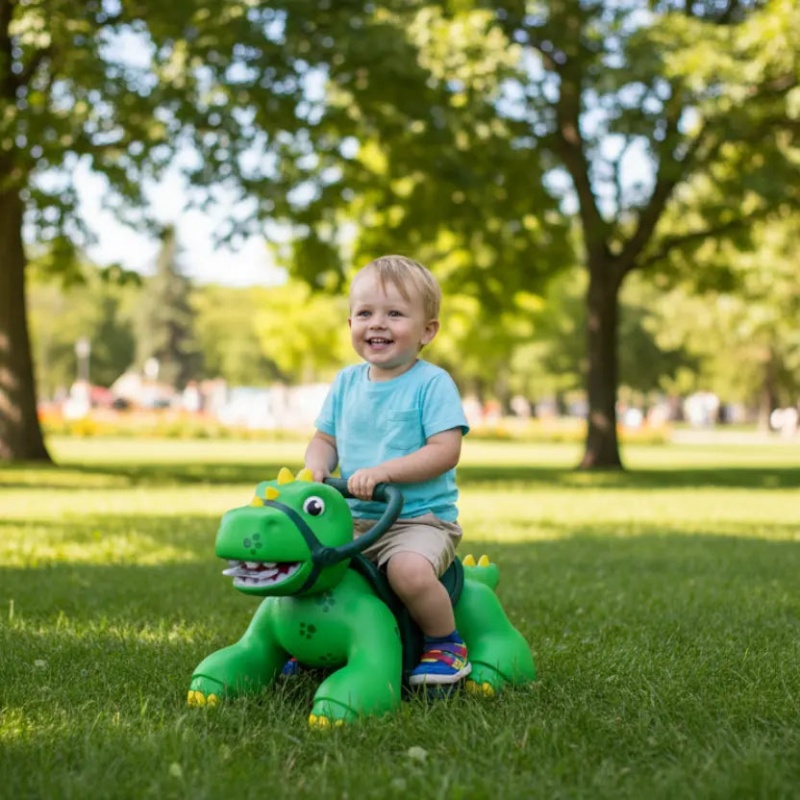 6V Freddo Ride-On Dinosaur With Interactive Smoke & Sound Effect - Green