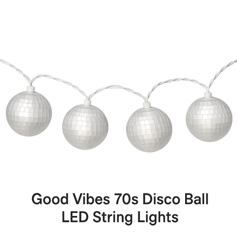 Good Vibes 70S Disco Ball Led String Lights