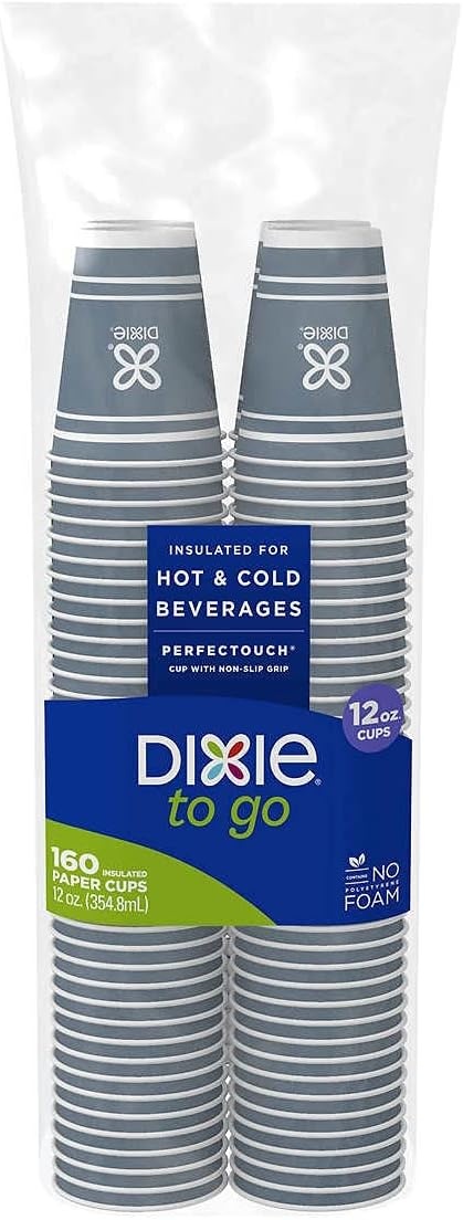 12Oz Cups Dixie To Go/160 Insulated Paper Cups