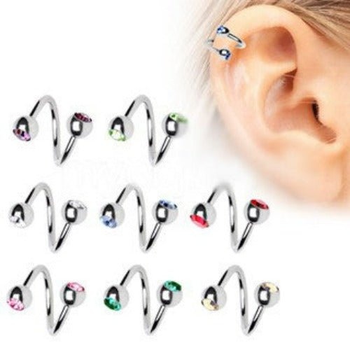 316L Surgical Steel Twist With Gemmed Balls