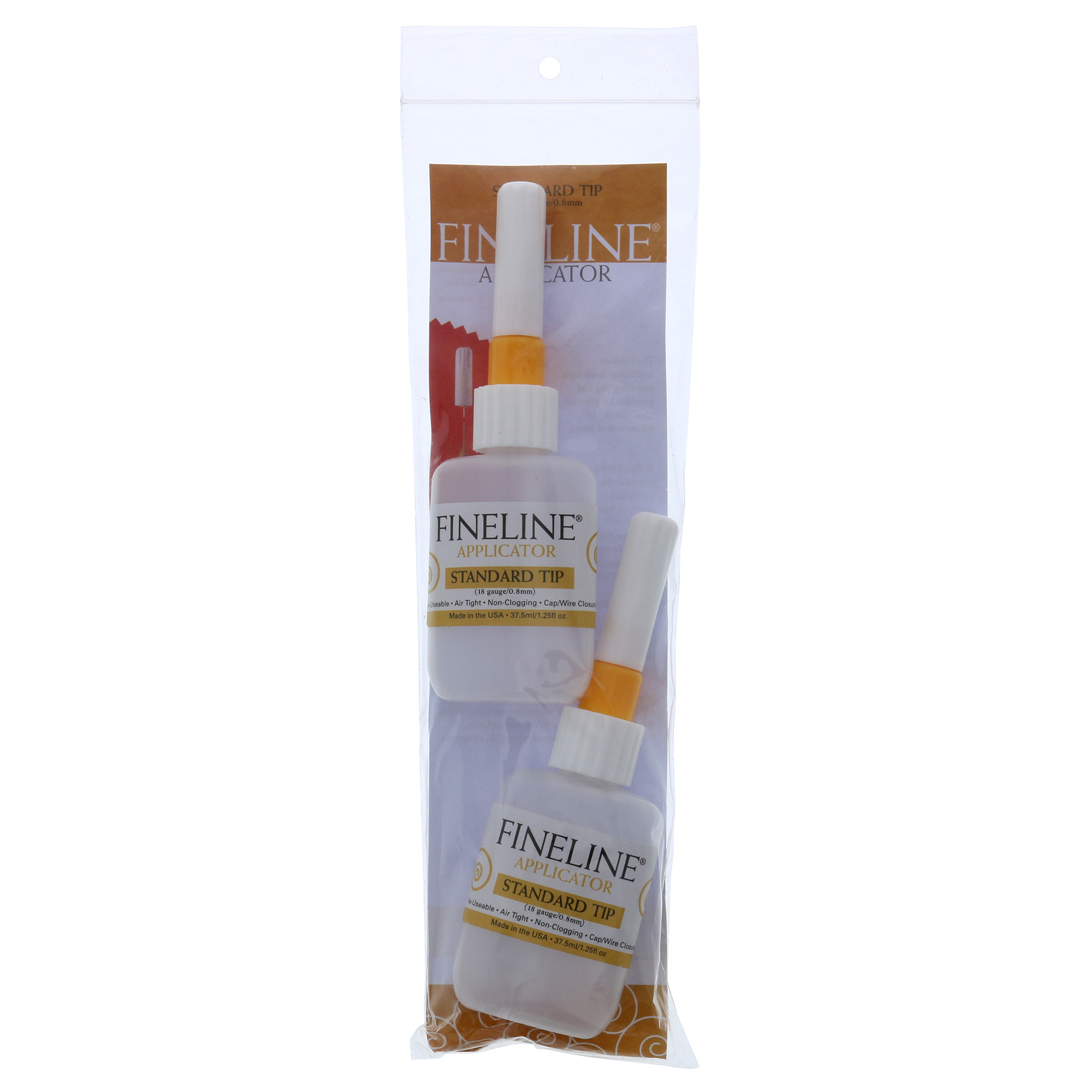 Fineline Precision Applicators - 18 Gauge Tip, Pkg of 2 Refillable Bottles  w/tips, 1.25 oz