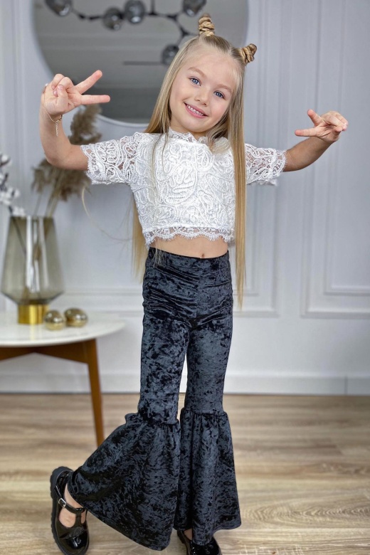 Mini Dance Away Velvet Flare Pant - Black