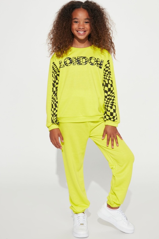 Mini Checked Out Of London Jogger Set - Lime