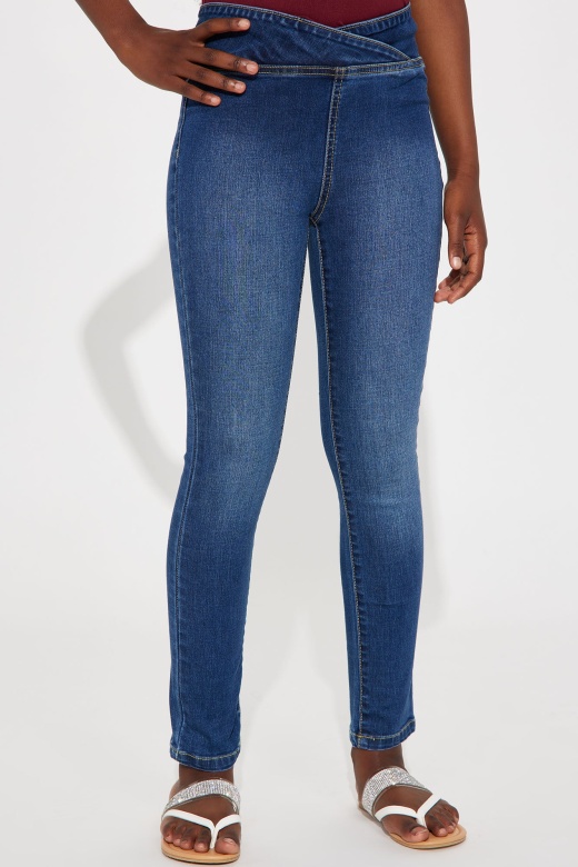Mini Wide Waistband Denim Jeans - Dark Wash