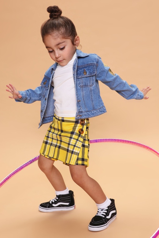 Mini Totally Buggin' Plaid Skort - Yellow/Combo