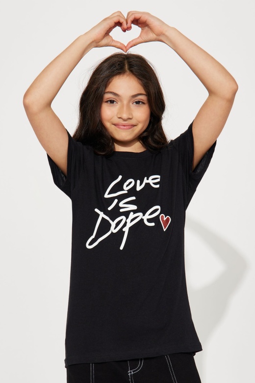 Xl Mini Love Is Dope Short Sleeve Tee - Black
