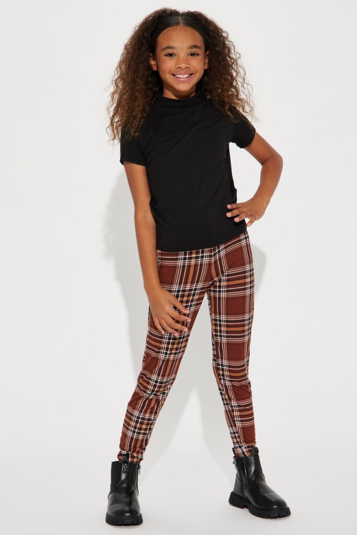 Mini Plaid It Out Leggings - Brown/Combo