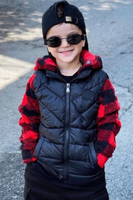 Mini Brayden Plaid Jacket - Black/Red