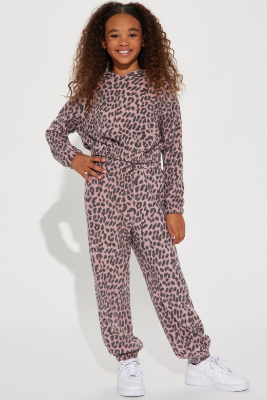 Mini Get Wild Leopard Jogger Set - Pink