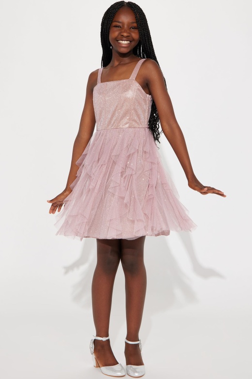 Mini Corset Ruffle Dress - Mauve