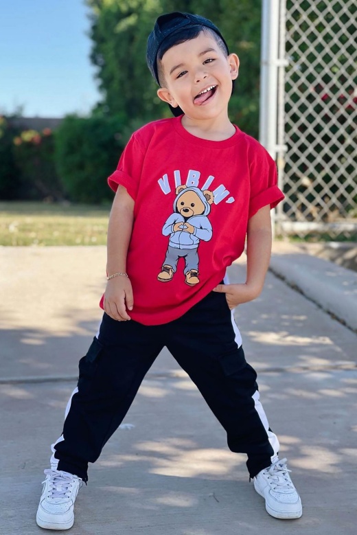 Mini Teddy Vibin' Short Sleeve Tee - Red