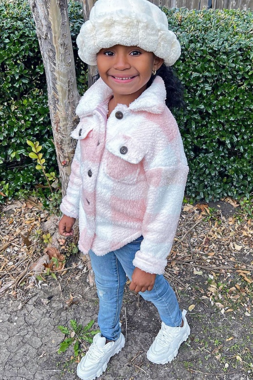 Mini Feels Like Fall Sherpa Shacket - Blush/Combo