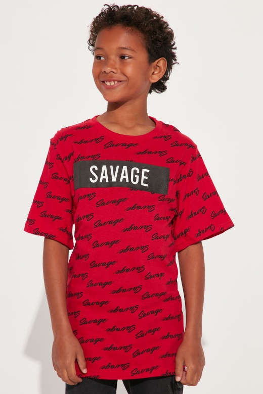 Mini Forever Savage Short Sleeve Tee - Red/Combo