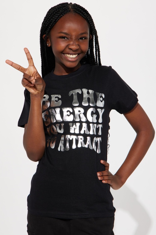 Mini Be The Energy You Want To Attract Short Sleeve Tee - Black