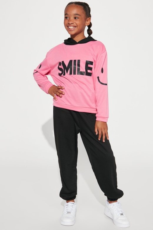 Mini Always Happy Jogger Set - Black/Pink