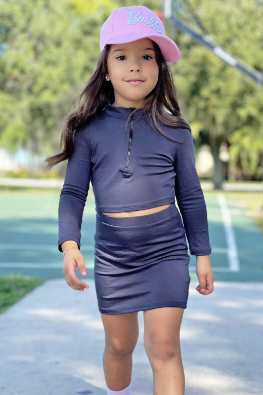 Mini Chicago Skirt Set - Charcoal