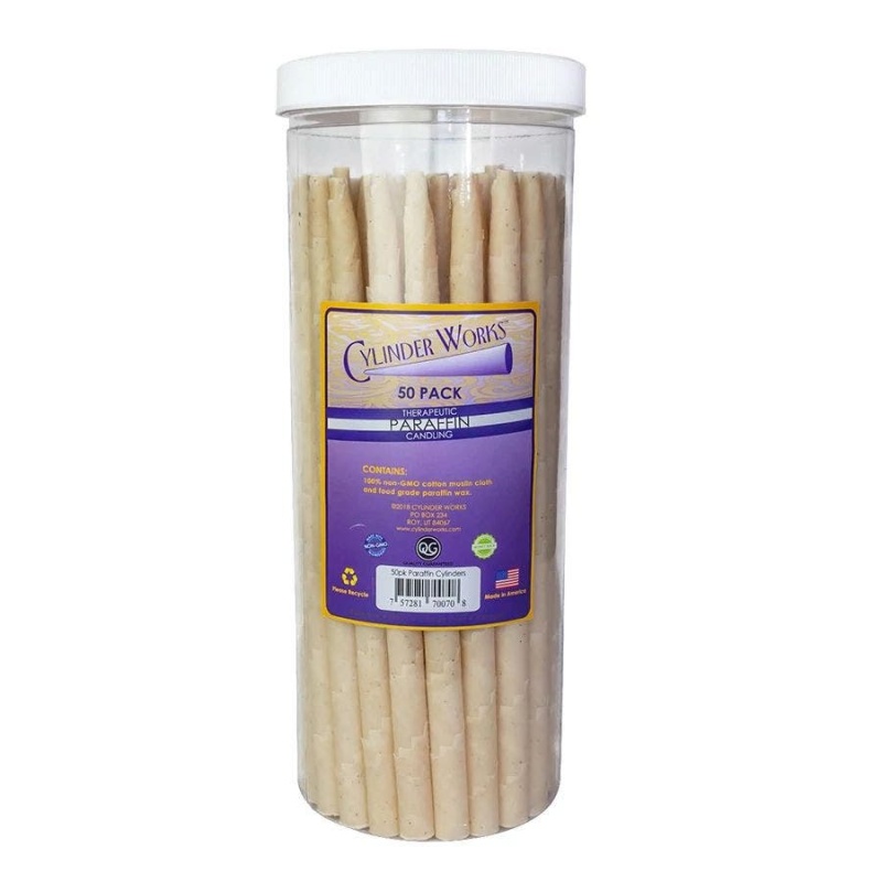 Cylinder Works Natural Paraffin Cylinder Ear Cone Candles - 50 Packs