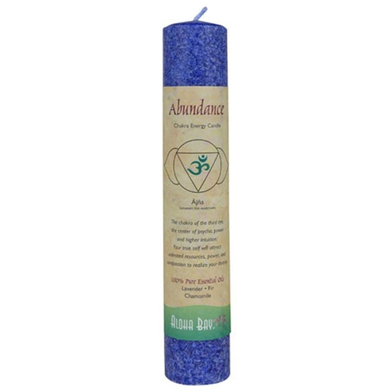 Aloha Bay Indigo Abundance Chakra Energy Pillar Candle 8"