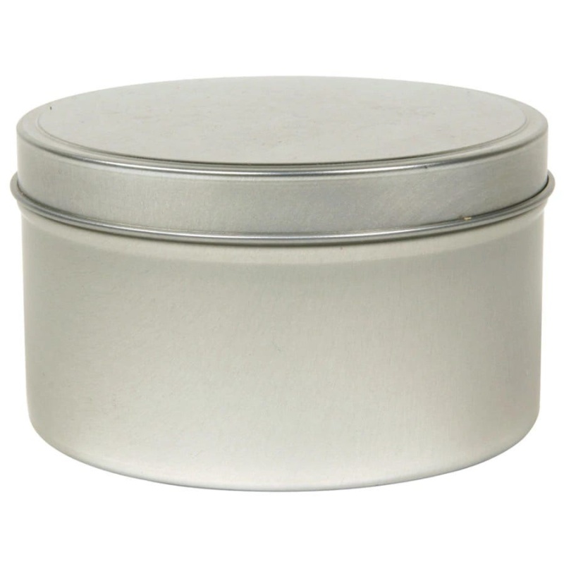 Round Metal Tin With Silver Finish, 16 Oz