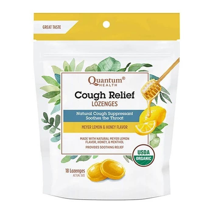 Quantum Cough Relief Meyer Lemon & Honey Lozenges 18 Count
