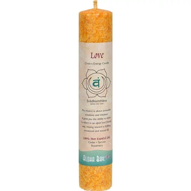 Aloha Bay Orange Love Chakra Energy Pillar Candle 8"