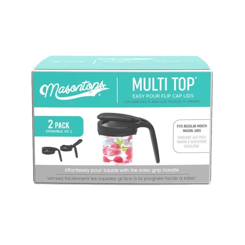 Masontops Regular Mouth Black Multi-Top Pitcher Lid With Handle 2 Count