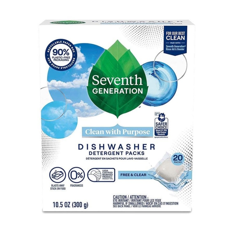 Seventh Generation Free & Clear Dishwasher Detergent Packs 20 Count