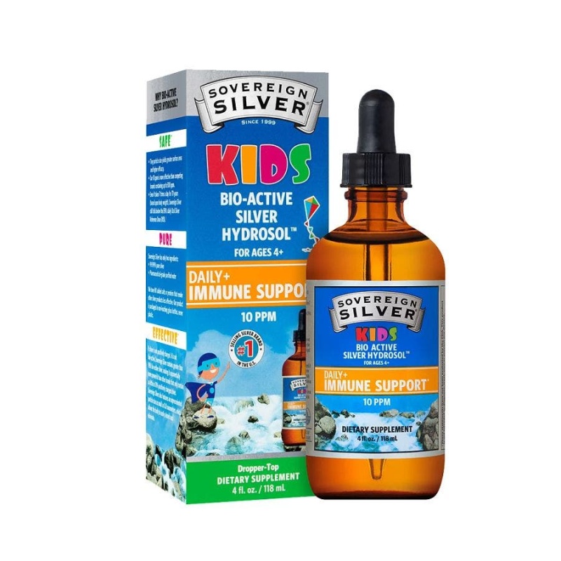 Sovereign Silver Kids Bio-Active Silver Hydrosol Daily Immune Support Dropper 4 Fl. Oz