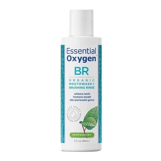 Essential Oxygen Organic Peppermint Mouthwash + Brushing Rinse 3 Fl. Oz