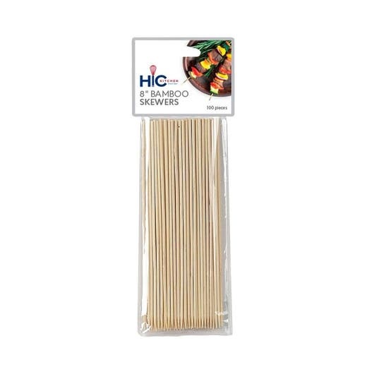 Hic Bamboo Skewers 100 (8 Inch) Count - Sustainable Grilling Solution