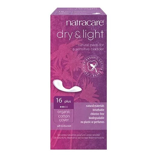 Natracare Dry & Light Plus Incontinence Pads 16 Count - Eco-Friendly and Chlorine Free