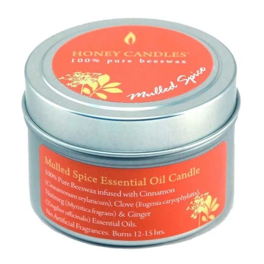 Honey Candle Co. Mulled Spice Essential Oil Beeswax Candle 3 Oz. Tin