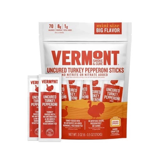 Vermont Smoke & Cure Uncured Pepperoni Turkey Mini Sticks 6 Count