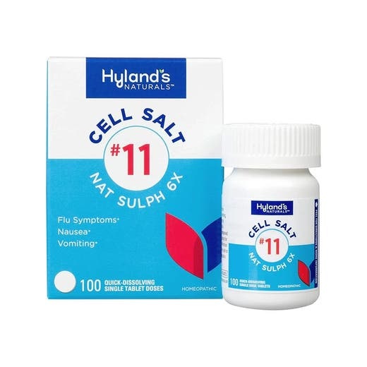 Hyland's Naturals Cell Salt #11 Nat Sulph 6X Tablets - 100 Count for Flu Symptoms Relief