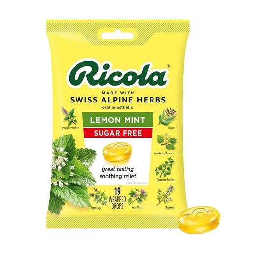 Ricola Lemon Mint Sugar Free Cough Drops 19 Count