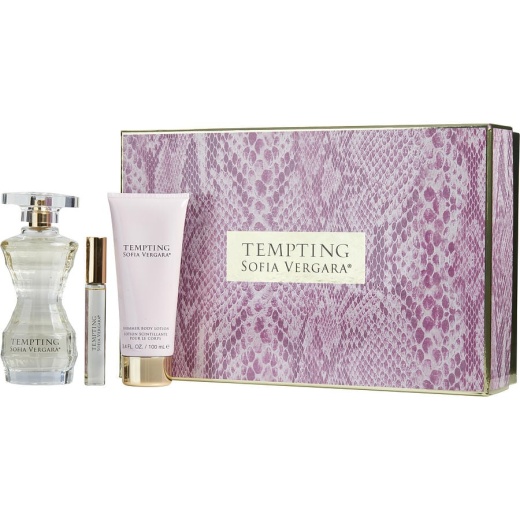 Tempting by Sofia Vergara Gift Set for Women - Eau De Parfum Spray, Shimmer Body Lotion, and Rollerball