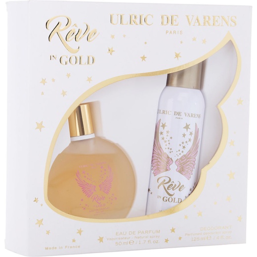 Reve In Gold By Ulric De Varens Eau De Parfum Spray 1.7 Oz & Deodorant Spray 4.2 Oz