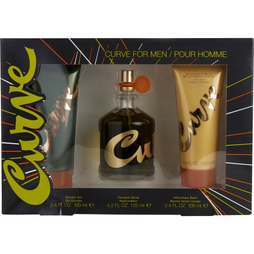 Curve by Liz Claiborne Cologne Spray 4.2 Oz & After Shave Balm 3.4 Oz & Shower Gel 3.4 Oz Gift Set for Men