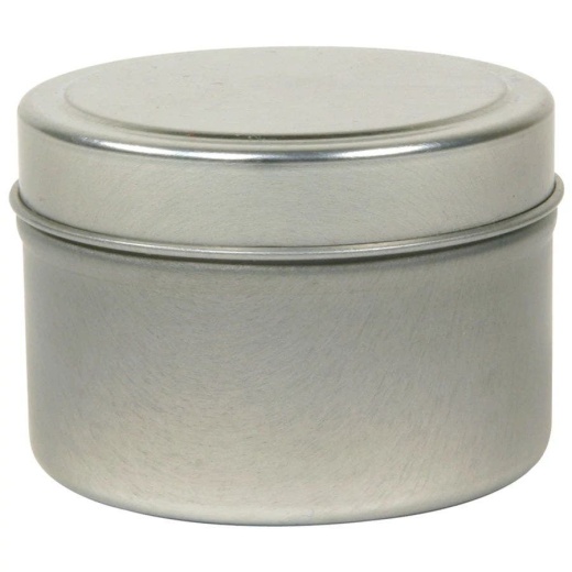Round Metal Tin With Silver Finish 4 Oz