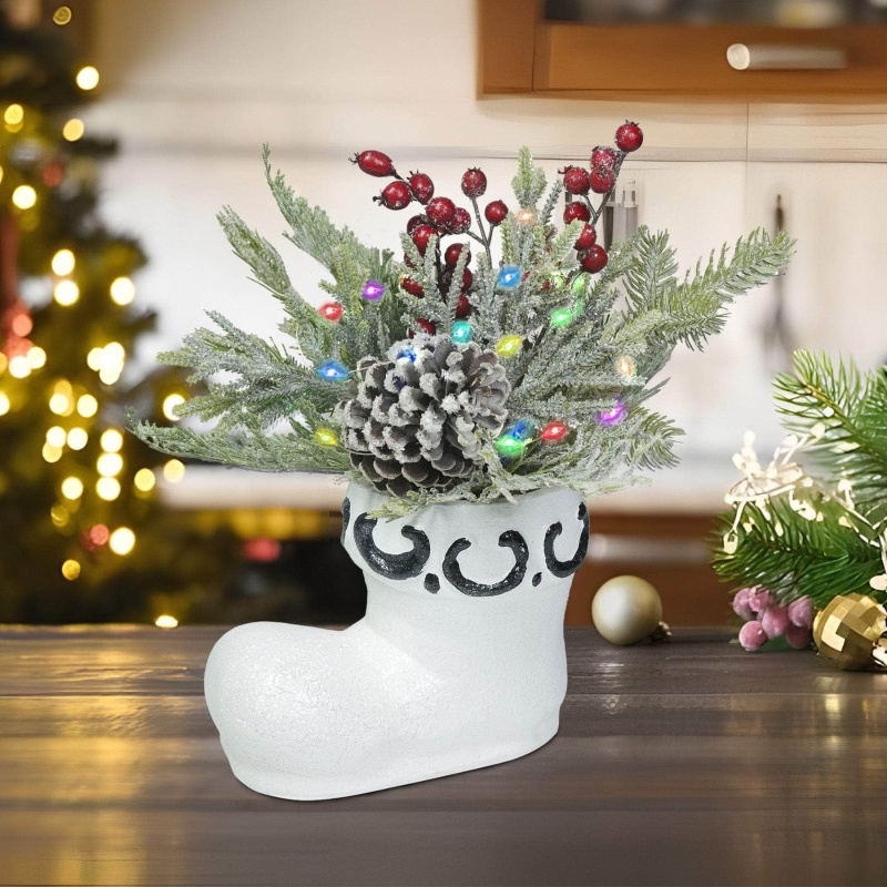 【Clearance Styles, Ultra-Low Prices!】Ferrisland 13In Prelit Christmas Trees With White Santa Boots Decoration